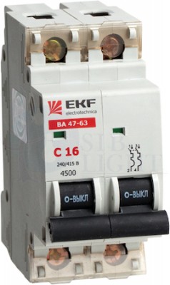 Автоматический выключатель ВА 47-63, 2P 5А (D) 4,5kA EKF mcb4763-2-05D