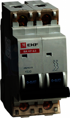 Автоматический выключатель ВА 47-63, 2P 1,6А (C) 4,5kA EKF mcb4763-2-1.6C