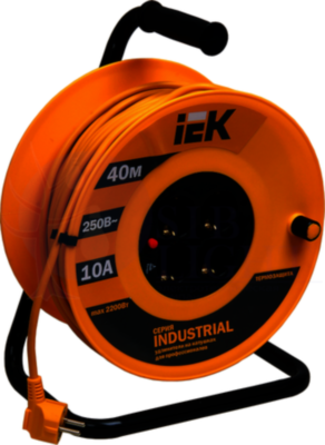Катушка УК40 с т/з 4 места 2Р+PЕ/40м 3х1,5 мм2 "Industrial" IEK WKP15-16-04-40