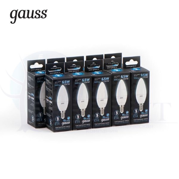 Лампа Gauss LED Свеча E14 6.5W 550lm 4100К 1/10/50