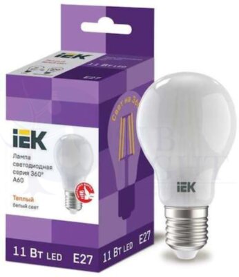 Лампа светодиодная A60 шар матовая 11Вт 230В 3000К E27 серия 360  IEK IEK LLF-A60-11-230-30-E27-FR