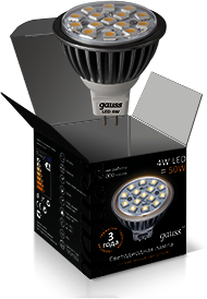 Лампа Gauss LED MR16 4W GU5.3 AC220-240V 2700К 1/10/100