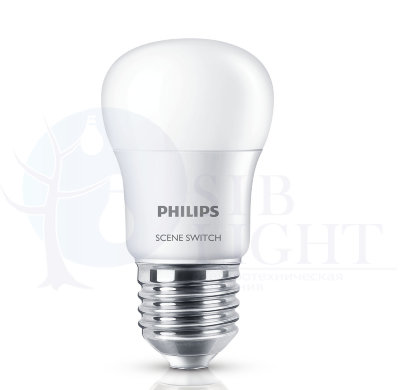 Светодиодная лампа двухступенчатое диммирование Philips E27 6.5W = 60W теплый свет SceneSwitch арт. 929001209327