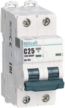 Авт. выкл. 2P B кривая 50A 10кА ВА-105 DEKraft 13122DEK