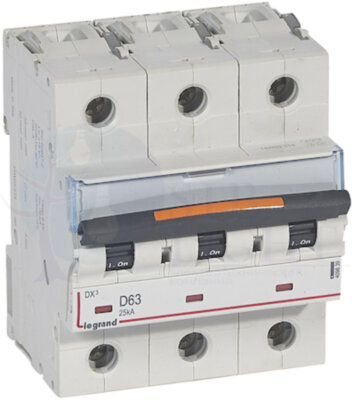 Автомат 3P 63А DX3 (25 кА, D) Legrand 409839