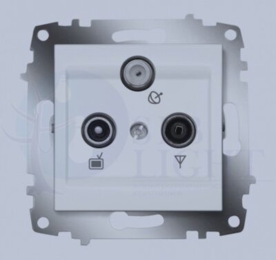 Розетка телевизионная проходная Cosmo (TV+SAT+Radio, под рамку, с/у, алюминий) ABB 619-011000-233
