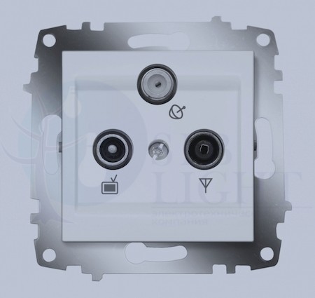 Розетка телевизионная проходная Cosmo (TV+SAT+Radio, под рамку, с/у, алюминий) ABB 619-011000-233