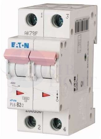 Выключатель автоматический модульный 2п C 16А 6кА PL6-C16/2 EATON 286567