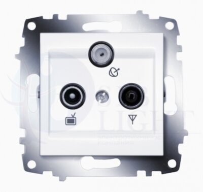 Розетка телевизионная проходная Cosmo (TV+SAT+Radio, под рамку, с/у, белый) ABB 619-010200-233