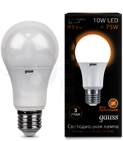 Лампа Gauss LED A60 globe 10W E27 2700K 1/10/40