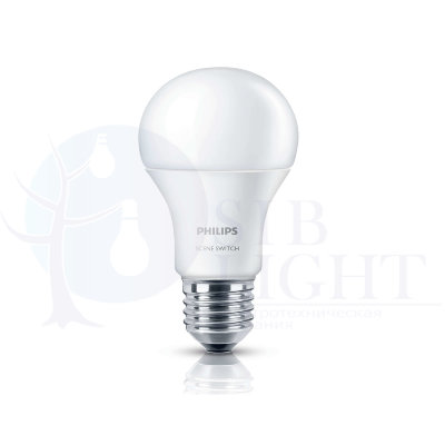 Светодиодная лампа Philips Scene Switch E27 9W = 70W теплый свет диммируемая(ступенчатое от выключателя) EyeComfort арт. 929001208707