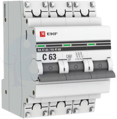 Автомат 3P 20А PROxima ВА 47-63 (4.5 кА, C) EKF mcb4763-3-20C-pro