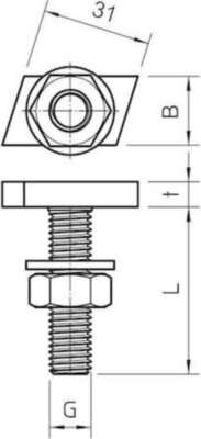 1148056 Болт с прямоугольной головкой M6x30mm ACMHB M6x30 ZL OBO Bettermann 1148056