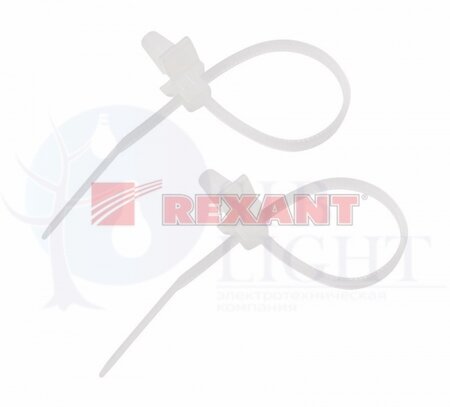 Хомут кабельный 2.5х100 P6.6 бел. с крепежным пистоном (уп.100шт) REXANT 07-0107