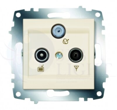 Розетка телевизионная проходная Cosmo (TV+SAT+Radio, под рамку, с/у, кремовый) ABB 619-010300-233