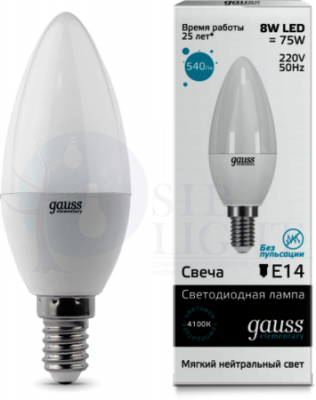 Лампа LED Elementary Candle 8W E14 4100K 1/10/50 Gauss 33128
