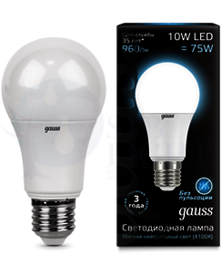 Лампа Gauss LED A60 globe 10W E27 4100K 1/10/40