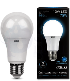 Лампа Gauss LED A60 globe 10W E27 4100K 1/10/40