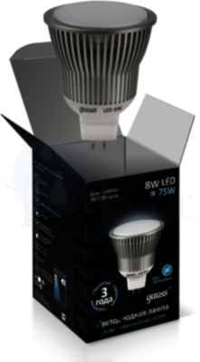 Лампа Gauss LED MR16 GU5.3 8W SMD AC220-240V 4100K 1/10/100