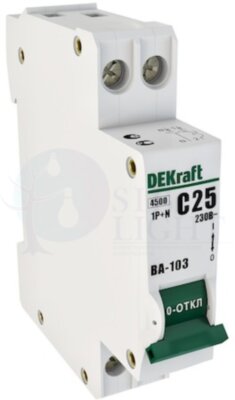 Автомат 1P+N 25А ВА-103 (6 кА, C) DEKraft 12184DEK