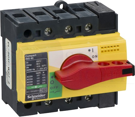 ВЫКЛЮЧАТЕЛЬ-РАЗЪЕД. INS40 3P КРАС.-ЖЕЛТ. Schneider Electric 28916