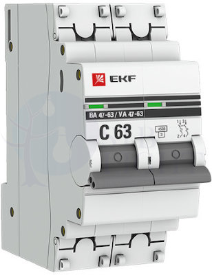 Выключатель автоматический модульный 2п C 2А 4.5кА ВА 47-63 PROxima EKF mcb4763-2-02C-pro