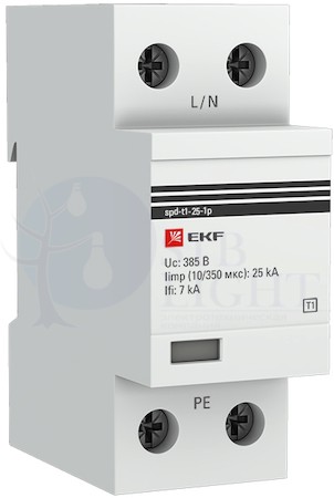 Устройство защиты от импульсных перенапряжений Тип 1 Iimp 25kA (10/350?s) 1P EKF spd-t1-25-1p