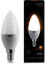 Лампа Gauss LED Candle 4W E14 2700K 1/10/50
