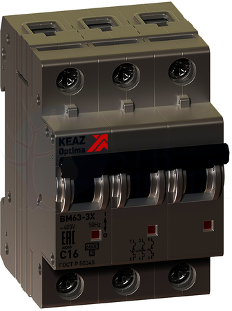 Выключатель автоматический модульный OptiDin BM63-3B32-УХЛ3 (ВМ63) КЭАЗ 103724