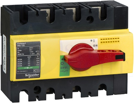 ВЫКЛЮЧАТЕЛЬ-РАЗЪЕД. INS125 3П КРАС.-ЖЕЛТ. Schneider Electric 28926