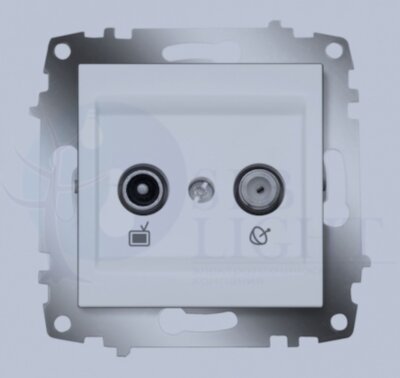 Розетка телевизионная проходная Cosmo (TV+SAT, под рамку, с/у, алюминий) ABB 619-011000-289