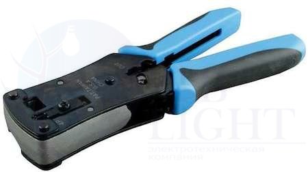 Инструмент обжимной для RJ-45/ RJ-12 профессиональный Hyperline 19817