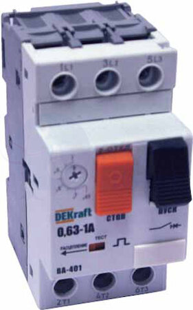 Авт. выкл. защиты двигателя 3P 0,63-1A 50кА ВА-401 DEKr DEKraft 21201DEK