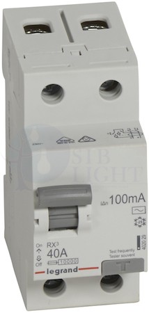 Выключатель дифференциального тока 2P 40А 0.1А RX3 (тип AC) Legrand 402029