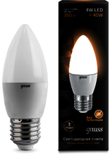 Лампа Gauss LED Candle 4W E27 2700K 1/10/50