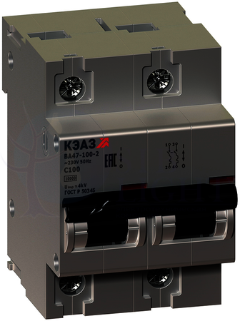 Автомат 2P 80А ВА47-100 (10 кА, C) КЭАЗ 218963