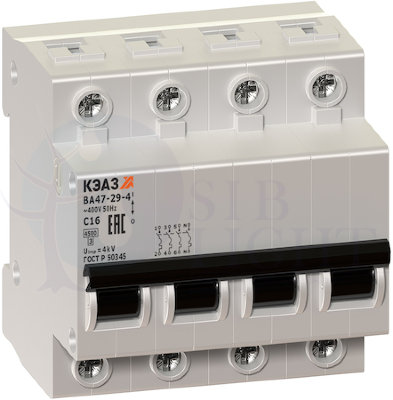 Автомат 4P 20А ВА47-29 (4.5 кА, B) КЭАЗ 253079