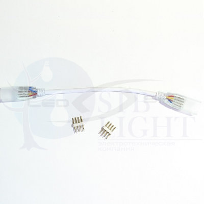 Коннектор 2х сторонний LS для СД ленты SMD 5050 RGB 220V (с иголкой) 4PIN 10мм. провод 15см