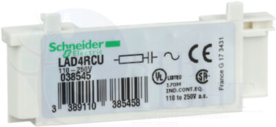 RC МОДУЛЬ ОГРАНИЧЕНИЯ КОММУТАЦИОННЫХ ПЕРЕНАПРЯЖЕНИЙ АС 110…240V Schneider Electric LAD4RCU