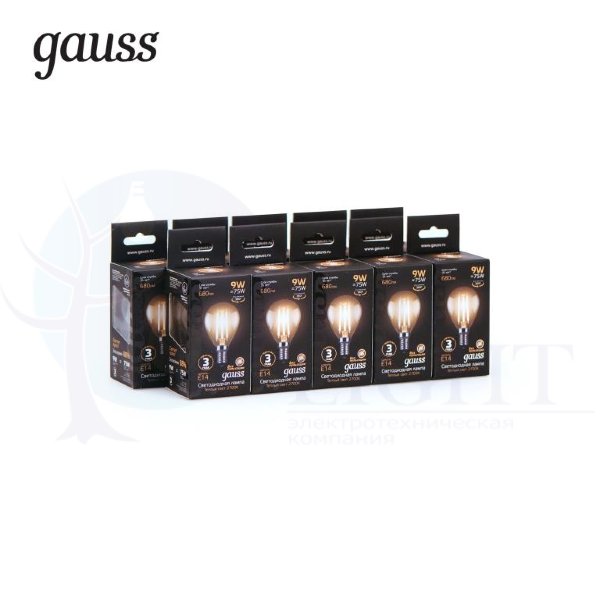 Лампа Gauss LED Filament Шар E14 9W 680lm 2700K 1/10/50