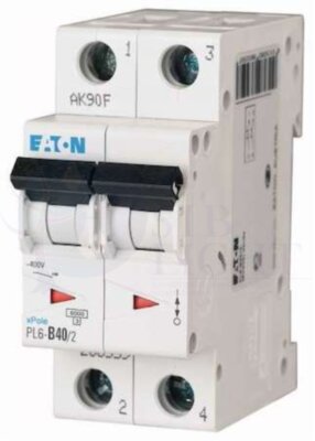 Выключатель автоматический модульный 2п C 40А 6кА PL6-C40/2 EATON 286571