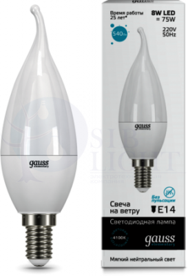 Лампа LED Elementary Candle Tailed 8W E14 4100K 1/10/50 Gauss 34128