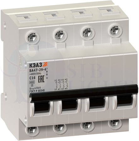 Автомат 4P 32А ВА47-29 (4.5 кА, C) КЭАЗ 141625