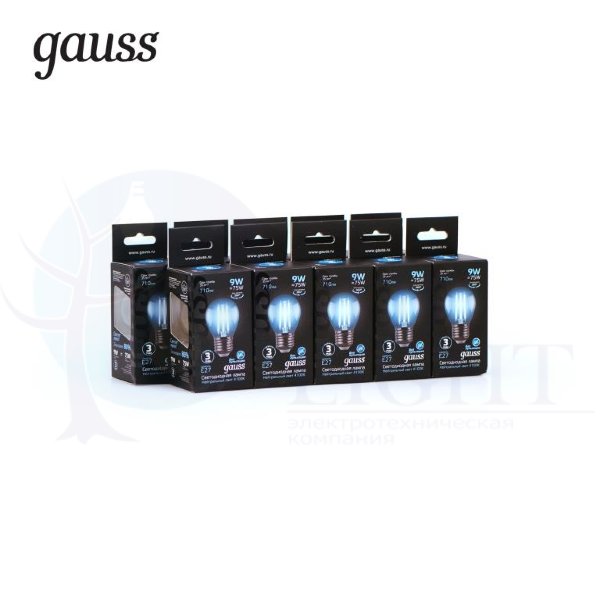 Лампа Gauss LED Filament Шар E27 9W 710lm 4100K 1/10/50