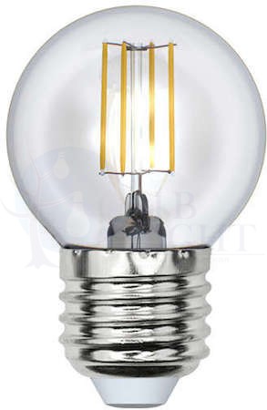 Лампа светодиодная LED 5вт 200-250В шар диммируемый 450Лм Е27 3000К Uniel Air филамент Uniel UL-00002868