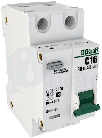 Дифференциальный автомат 1P+N 40А ДИФ-103 (тип AC, 4.5 кА) DEKraft 16017DEK