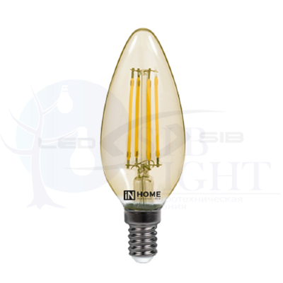 Лампа сд LED-СВЕЧА-deco 7W 230V Е14 630Lm золотистая IN HOME