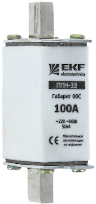 Плавкая вставка ППН-33 100/40А габарит 00С PROxima EKF fus-33/100/40