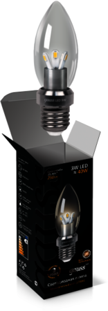 Лампа Gauss LED Candle Crystal clear 3W E27 2700K 1/10/100