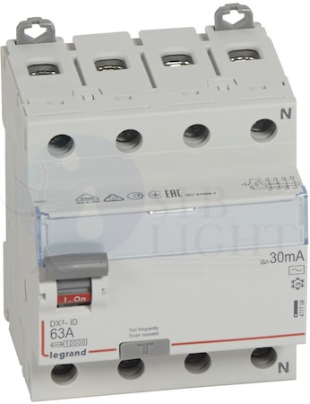 Выключатель дифференциального тока 4P 63А 0.03А DX3 (тип AC) Legrand 411704
